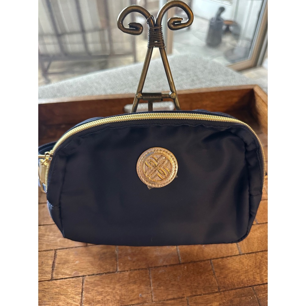 Lilly Pulitzer Jeanie Belt Bag True Navy Gold Logo Adjustable Striped Strap NWOT